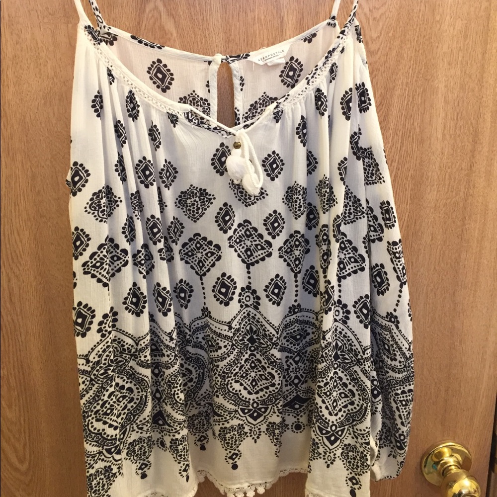off-shoulder flowy top